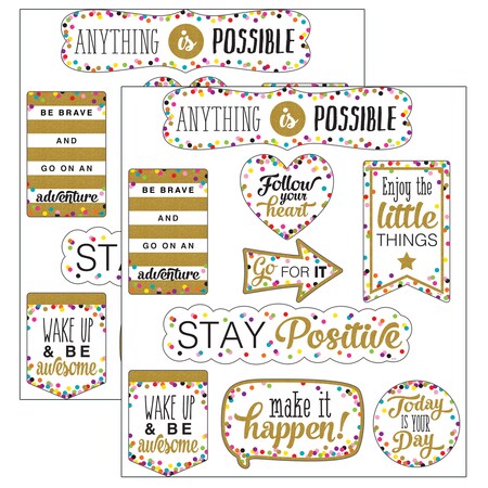 Teacher Created Resources Clingy Thingies Confetti Positive Sayings Accents, PK2 TCR77326